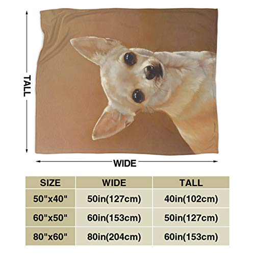 Yulimin Retro Chihuahua Dog Brown Baby Charm Full Fleece Throw Cloak Wearable Blanket Nursery Bedroom Bedding Decor Decorations Queen King Size Flannel Fluffy Plush Soft Cozy Comforter Quilt