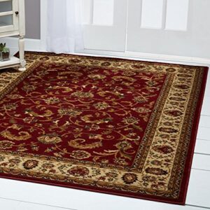 home dynamix royalty elati traditional ornate damask area rug, 43 in x 62 in rectangle, red-ivory