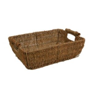 the lucky clover trading seagrass tray bamboo handles basket, natural