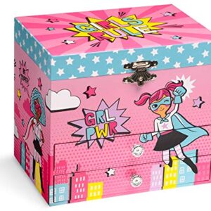 Jewelkeeper Girl Power Superhero Musical Jewelry Box with 2 Pullout Drawers, Fur Elise Tune