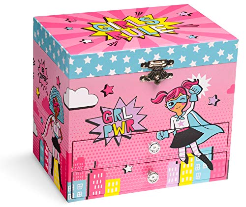 Jewelkeeper Girl Power Superhero Musical Jewelry Box with 2 Pullout Drawers, Fur Elise Tune