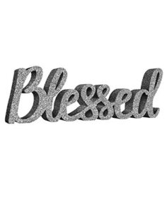 amscan blessed script sign, 1 piece, 4.5″ x 13.75″, silver