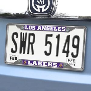 FANMATS 14796 Los Angeles Lakers Chrome Metal License Plate Frame, Team Colors, 6.25in x 12.25in