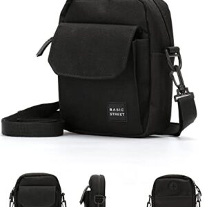 Black Small Side Shoulder Bag Crossbody Bag For Men Women Mini Messenger Bag Satchel Bag Travel Purse Wallet Passport Holder Bag, Cell Phone Purse Neck Pouch Wallet- Unisex