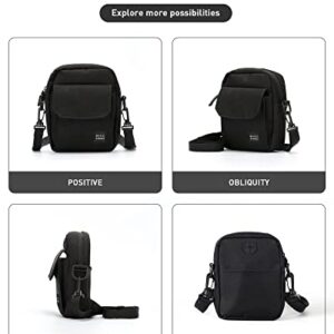 Black Small Side Shoulder Bag Crossbody Bag For Men Women Mini Messenger Bag Satchel Bag Travel Purse Wallet Passport Holder Bag, Cell Phone Purse Neck Pouch Wallet- Unisex