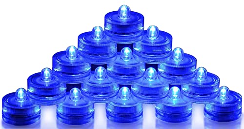 SAMYO Set of 12 Waterproof Wedding Submersible Battery LED Tea Lights Underwater Sub Lights- Wedding Centerpieces Party Decorate (Blue)