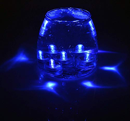 SAMYO Set of 12 Waterproof Wedding Submersible Battery LED Tea Lights Underwater Sub Lights- Wedding Centerpieces Party Decorate (Blue)