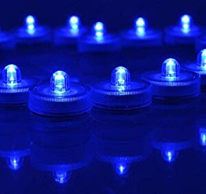 SAMYO Set of 12 Waterproof Wedding Submersible Battery LED Tea Lights Underwater Sub Lights- Wedding Centerpieces Party Decorate (Blue)