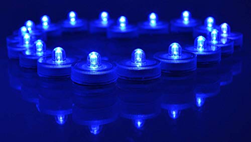 SAMYO Set of 12 Waterproof Wedding Submersible Battery LED Tea Lights Underwater Sub Lights- Wedding Centerpieces Party Decorate (Blue)