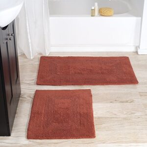 bedford home 100% cotton 2 piece reversible rug set – brick