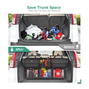 Oasser Back Seat Trunk Organizer Hanging Car Organizer Trunk Foldable Cargo Storage with 6 Large Pockets 3 Adjustable Straps