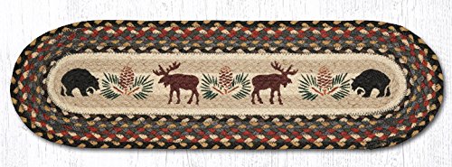 Earth Rugs 8.25" x 27" Oval Printed Braided Stair Treads (Set of 13) (Bear/Moose)