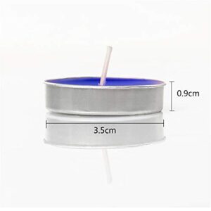 Tea Lights Candles, 50 Pack Flameless Colorful Tealights Holder Variety Relaxing Paraffin Pressed Wax 2 Hours Burn Time for Travel,Centerpiece,Party Gift Happy Birthday New Year Wedding (Blue)