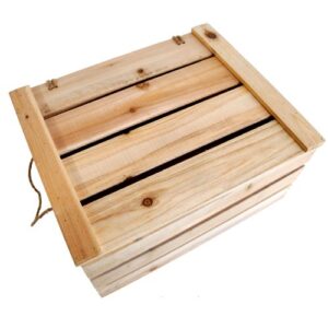 The Lucky Clover Trading Storage Box with Swing Lid Crate, Natural Wood