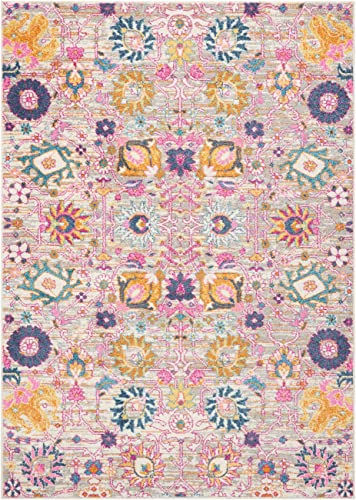 Nourison Passion Silver 5'3" x 7'3" Area -Rug, Boho, Moroccan, Bed Room, Living Room, Dining Room, Kitchen, Easy -Cleaning, Non Shedding, (5' x 7')