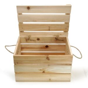 the lucky clover trading wood storage box with swing lid, 11″ l crate, natural