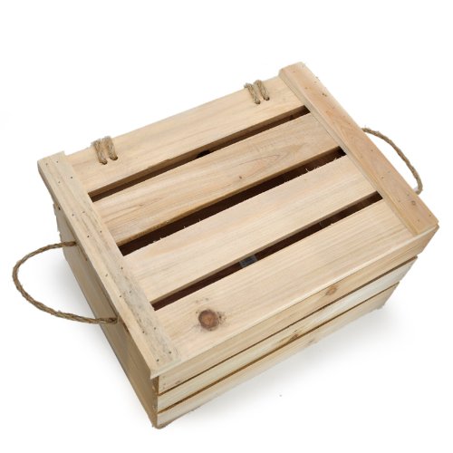 The Lucky Clover Trading Wood Storage Box with Swing Lid, 11" L Crate, Natural