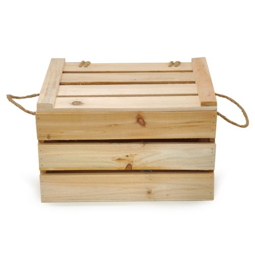 The Lucky Clover Trading Wood Storage Box with Swing Lid, 11" L Crate, Natural