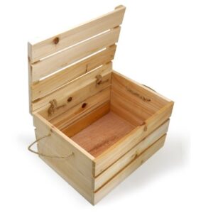 The Lucky Clover Trading Wood Storage Box with Swing Lid, 11" L Crate, Natural