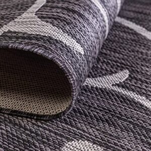 Unique Loom Outdoor Botanical Collection Botanical, Coastal, Vines, Indoor and Outdoor Area Rug (5' 0 x 8' 0 Rectangular, Charcoal Gray/Beige)