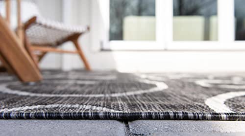 Unique Loom Outdoor Botanical Collection Botanical, Coastal, Vines, Indoor and Outdoor Area Rug (5' 0 x 8' 0 Rectangular, Charcoal Gray/Beige)