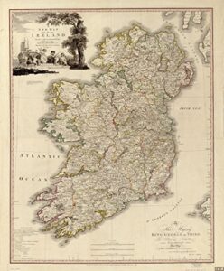 ireland antique map wall art 24 x 29. great irish gift for any lover of gaelic culture & history. classic, incredibly detailed poster is beautifully printed on premium paper with uv resistant ink