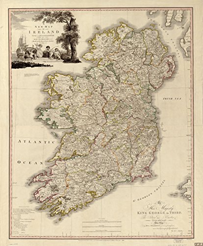 Ireland Antique Map Wall Art 24 x 29. Great Irish Gift For Any Lover of Gaelic Culture & History. Classic, Incredibly Detailed Poster is Beautifully Printed on Premium Paper With UV Resistant Ink