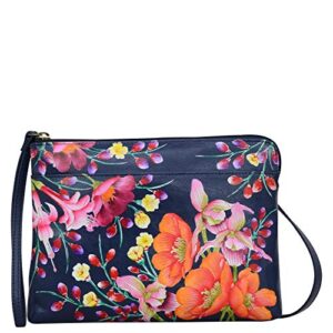 anuschka women’s genuine leather three-in-one clutch – hand painted exterior – moonlit meadow