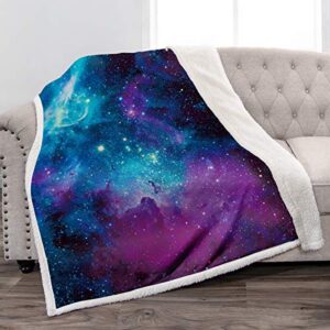 Jekeno Galaxy Space Sherpa Blanket Smooth Soft Print Throw Blanket for Gift Women Girls Best Friend 50"x60"