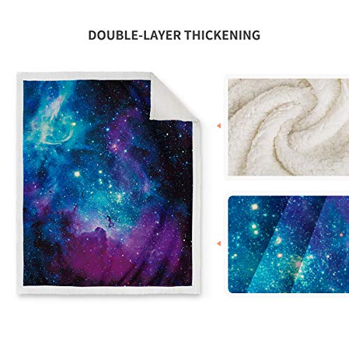 Jekeno Galaxy Space Sherpa Blanket Smooth Soft Print Throw Blanket for Gift Women Girls Best Friend 50"x60"