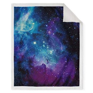 Jekeno Galaxy Space Sherpa Blanket Smooth Soft Print Throw Blanket for Gift Women Girls Best Friend 50"x60"