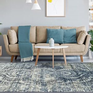 SUPERIOR Salford Moroccan Pattern Indoor 8' x 10' Area Rug for Living - Dining Room, Bedroom, Kitchen, Under Table, Elegant, Soft Durable Rugs for Home and Office, On Tile & Carpet, Taupe
