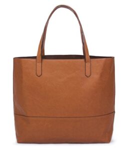 overbrooke reversible tote bag, tan – vegan leather womens shoulder tote with wristlet