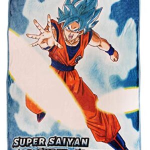 JUST FUNKY Dragon Ball Super Goku Super Saiyan Blue Fleece Throw Blanket | Features Goku's Super Saiyan God Super Saiyan Form | 60 x 45 Inches