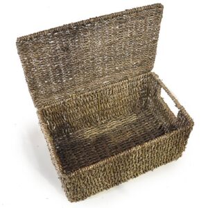 The Lucky Clover Trading Co Classic Braided Seagrass Lid Basket, Natural