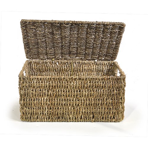 The Lucky Clover Trading Co Classic Braided Seagrass Lid Basket, Natural