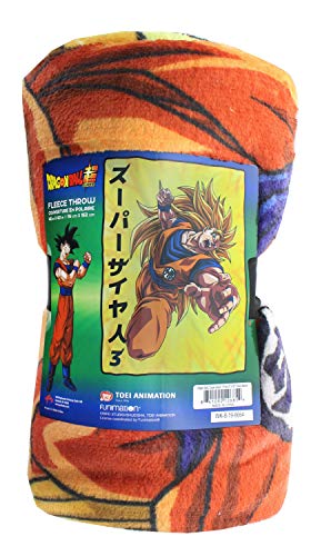 Dragon Ball Z Goku Super Saiyan 3 Japanese Fleece Throw Blanket | Features Goku's Super Saiyan 3 Form | 60 x 45 Inches