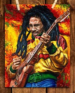 “bob marley-rocking”- abstract concert wall art -8 x 10″s wall prints-ready to frame-classic marley poster print. modern home-studio-bar-office décor. perfect gift for all reggae & marley fans.