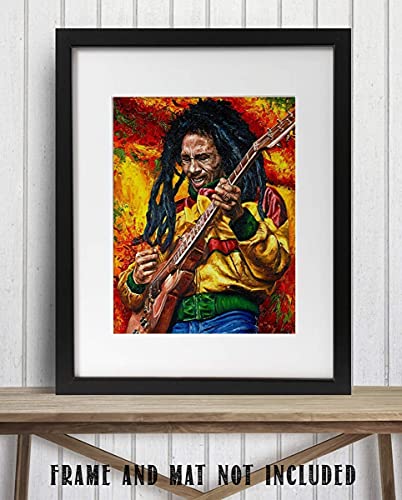 "Bob Marley-Rocking"- Abstract Concert Wall Art -8 x 10"s Wall Prints-Ready To Frame-Classic Marley Poster Print. Modern Home-Studio-Bar-Office Décor. Perfect Gift for All Reggae & Marley Fans.