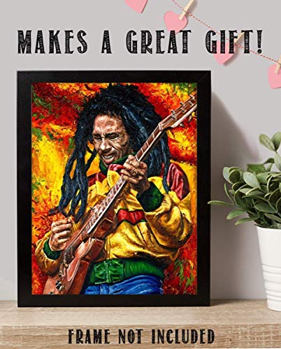 "Bob Marley-Rocking"- Abstract Concert Wall Art -8 x 10"s Wall Prints-Ready To Frame-Classic Marley Poster Print. Modern Home-Studio-Bar-Office Décor. Perfect Gift for All Reggae & Marley Fans.