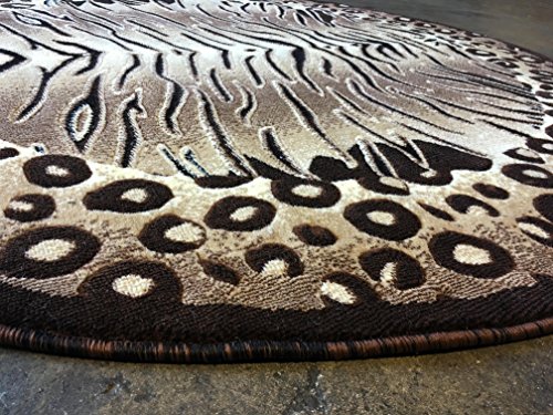 Americana Tiger & Leopard Zebra Animal Skin Round Area Rug Print Design 130 (4 feet X 4 feet Round)