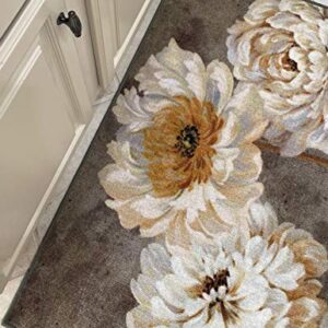 Brumlow Mills Pearl Grey Floral Study by Pamela Gladding Decorative Rug for Kitchen, Entryway Rug, Living Room or Bedroom Carpet, 2'6" x 3'10"