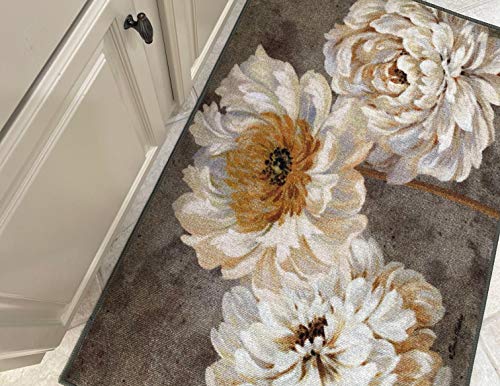 Brumlow Mills Pearl Grey Floral Study by Pamela Gladding Decorative Rug for Kitchen, Entryway Rug, Living Room or Bedroom Carpet, 2'6" x 3'10"