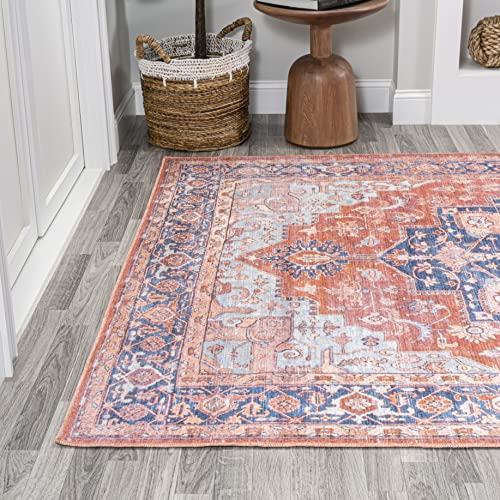 JONATHAN Y WSH109A-3 Maris Ornate Medallion Machine Washable Indoor Bohemian Transitional Area Rug,High Traffic,Kitchen,Living Room,Backyard,Non Shedding,3 X 5,Terracotta/Cream