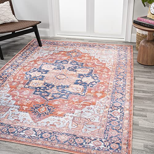 JONATHAN Y WSH109A-3 Maris Ornate Medallion Machine Washable Indoor Bohemian Transitional Area Rug,High Traffic,Kitchen,Living Room,Backyard,Non Shedding,3 X 5,Terracotta/Cream