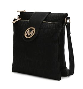 mkf crossbody bags for women – cross body strap, messenger purse – pu leather handbag, womens fashion pocketbook black