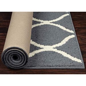 Maples Rugs Rebecca Contemporary Kitchen Rugs Non Skid Accent Area Carpet [Made in USA], 2'6 x 3'10, Grey/White