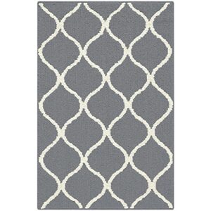 Maples Rugs Rebecca Contemporary Kitchen Rugs Non Skid Accent Area Carpet [Made in USA], 2'6 x 3'10, Grey/White