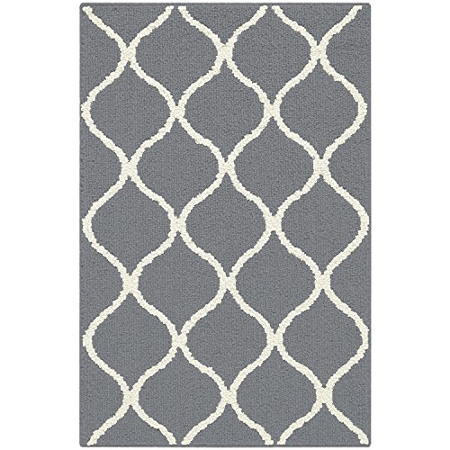 Maples Rugs Rebecca Contemporary Kitchen Rugs Non Skid Accent Area Carpet [Made in USA], 2'6 x 3'10, Grey/White