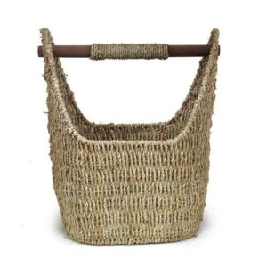 the lucky clover trading seagrass decorative wood handle basket, natural